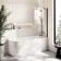 Turku 1700 Space Saving Shower Bath & 6mm Easy Clean Matt Black Folding Bath Screen - Right Handed