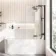 Turku 1700 Space Saving Shower Bath & 6mm Easy Clean Matt Black Folding Bath Screen - Right Handed