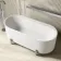 Shore 1700 Matt White Freestanding Bath - Chrome Feet