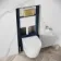 Idaho Pneumatic Wall Hung Toilet Frame and Concealed Cistern with Brushed Brass Flush Plate