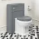 Bermuda Traditional Dove Grey Slimline Back To Wall Unit and Hudson Toilet with Wooden Seat