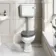 Hudson Traditional Low-Level Toilet With Dove Grey Seat & Pedestal Basin - Double Tap Hole