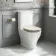 Kansas Traditional Rimless Close Coupled Toilet With Chalk White Wooden Seat - Brushed Brass Hinges