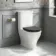 Kansas Traditional Rimless Close Coupled Toilet With Graphite Grey Wooden Seat Brushed Brass Hinges