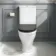 Kansas Traditional Rimless Close Coupled Toilet With Graphite Grey Wooden Seat Brushed Brass Hinges