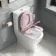 Kansas Traditional Rimless Close Coupled Toilet With Cashmere Pink Wooden Seat Brushed Brass Hinges