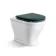 Kansas Traditional Rimless Back To Wall Toilet With Midnight Green Wooden Seat Brushed Brass Hinges