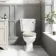 Hudson Traditional Close Coupled Toilet With Chalk White Wooden Seat - Brushed Brass Lever