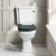 Hudson Traditional Close Coupled Toilet With Inky Blue Wooden Seat - Brushed Brass Lever
