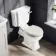 Hudson Traditional Close Coupled Toilet With Cotton White Wooden Seat - Brushed Brass Lever