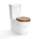 Alma Traditional Rimless Close Coupled Toilet With Oak Effect Soft Close Seat Brushed Brass Hinges