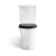 Alma Traditional Rimless Close Coupled Toilet With Gloss Black Soft Close Seat Brushed Brass Hinges