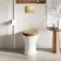 Alma Traditional Rimless Back To Wall Toilet With Oak Effect Soft Close Seat - Brushed Brass Hinges
