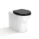 Alma Traditional Rimless Back To Wall Toilet With Gloss Black Soft Close Seat Brushed Brass Hinges