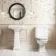 Enid Traditional Close Coupled Toilet With Gloss White Wooden Seat & Pedestal Basin Double Tap Hole