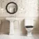 Enid Traditional Close Coupled Toilet With Gloss Black Wooden Seat & Pedestal Basin Single Tap Hole