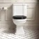 Enid Traditional Close Coupled Toilet With Gloss Black Wooden Seat & Pedestal Basin Double Tap Hole