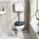 Hudson Traditional Low-Level Toilet With Inky Blue Seat & Pedestal Basin - Single Tap Hole
