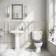 Hudson Traditional Toilet With Dove Grey Seat & Pedestal Basin Set - Double Tap Hole