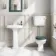 Hudson Traditional Low-Level Toilet With Midnight Green Seat & Pedestal Basin - Double Tap Hole