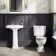 Hudson Traditional Toilet With Cotton White Seat & Pedestal Basin Set - Double Tap Hole