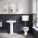 Hudson Traditional Low-Level Toilet With Cashmere Pink Seat & Pedestal Basin - Double Tap Hole