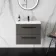 Elba Graphite Grey Wall Hung Basin Drawer Vanity 600mm - Black Accents
