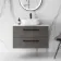 Elba Charcoal Elm Wall Hung Vanity Marble Top & Curved Counter Top Basin 800mm - Black Accents