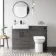 Harper Charcoal Elm Combination Vanity Basin and Aruba Toilet 1200mm - Black Accents - Left Handed