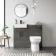 Harper Charcoal Elm Combination Vanity Basin & Miami Toilet 1000mm - Black Accents