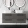 Elba Graphite Grey Double Wall Hung Drawer Vanity Marble Top & Curved Basin 1200mm - Black Accents
