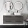 Elba Graphite Grey Double Wall Hung Drawer Vanity Marble Top & Curved Basin 1200mm - Black Accents