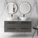 Elba Charcoal Elm Double Wall Hung Vanity with Marble Top & Oval Basin 1200mm - Black Accents