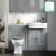 Monaco Dove Grey Vanity Traditional Basin with Marble Top & Hudson Toilet with Wooden Seat 1200mm