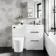 Avon Gloss White Combination Basin Drawer and Boston Toilet 1100mm - Black Accents - Right Handed