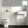 Monaco Chalk White Vanity Traditional Basin with Marble Top & Hudson Toilet with Wooden Seat 1500mm