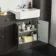 Monaco Graphite Grey Combination Vanity Traditional Basin and Hudson Toilet with Wooden Seat 1500mm