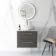 Elba Graphite Grey Wall Hung Vanity Marble Top & Oval Counter Top Basin 600mm - Brass Accents
