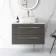 Elba Graphite Grey Wall Hung Vanity Marble Top & Curved Counter Top Basin 800mm - Brass Accents