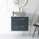 Elba Inky Blue Wall Hung Drawer 600mm Excludes Counter Top Basin - Brushed Brass Accents