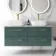 Elba Midnight Green Double Wall Hung Vanity Marble Top & Curved Basin 1200mm - Brass Accents