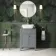 Bermuda Dove Grey Vanity with Curved Counter Top Basin 600mm - Brushed Brass Accents