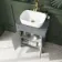 Bermuda Dove Grey Vanity with Curved Counter Top Basin 600mm - Brushed Brass Accents