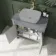 Bermuda Dove Grey Cabinet 800mm Excludes Counter Top Basin - Brushed Brass Accents