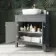 Bermuda Dove Grey Vanity with Curved Counter Top Basin 800mm - Brushed Brass Accents