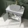 Bermuda Dove Grey Cabinet with Marble Top 800mm Excludes Counter Top Basin - Brushed Brass Accents