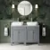 Bermuda Dove Grey Vanity with Marble Top & Curved Counter Top Basin 1200mm - Brushed Brass Accents