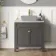 Bermuda Graphite Grey Cabinet with Marble Top 800mm Excludes Basin - Brushed Brass Accents