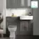 Monaco Graphite Grey Traditional Basin Vanity and Toilet Unit 1200mm (No Toilet) - Brass Accents