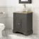 Lucia Graphite Grey Vanity with Oak Effect Top & Round Counter Top Basin 640mm - Brass Accents